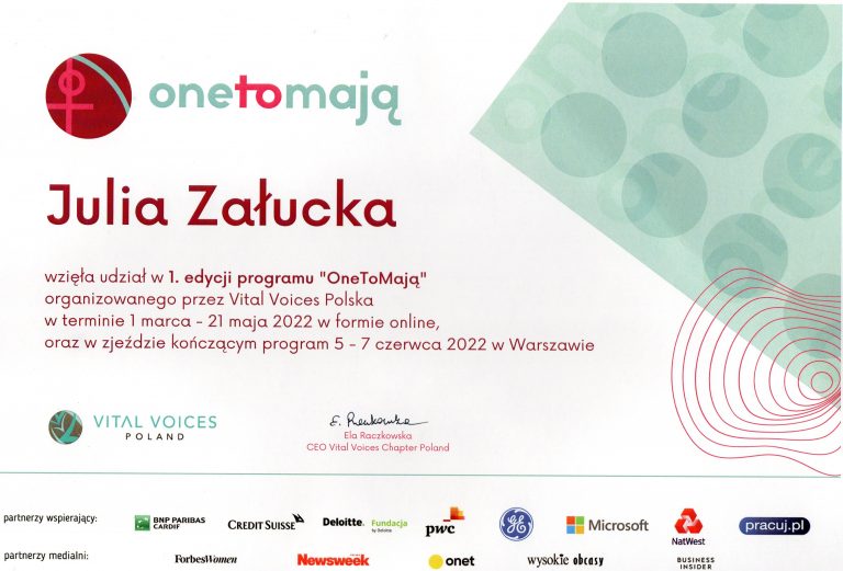Read more about the article Ona to ma! Julia Załucka uczestniczką ogólnopolskiego programu mentoringowego