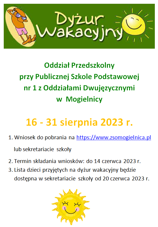 Read more about the article Dyżur wakacyjny w przedszkolu